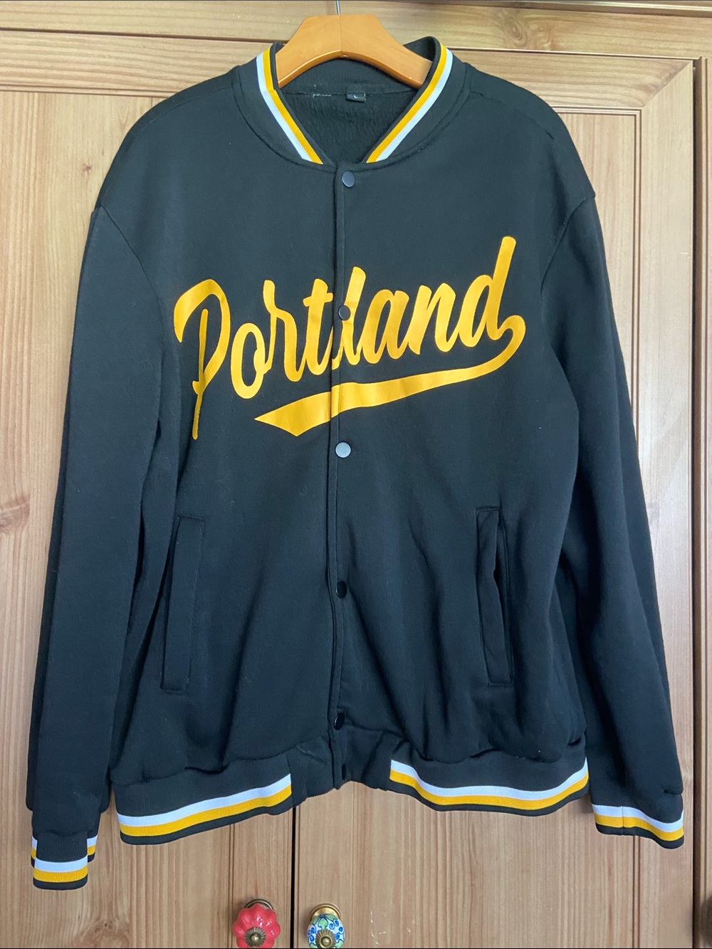 Portland Track Jacket Sweatshirt Black Yellow L Good Condition Retro